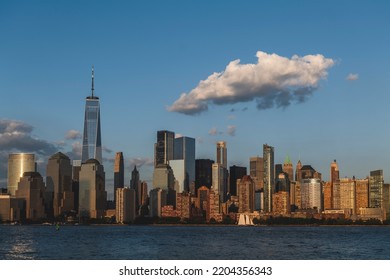 New York City In The Evening, With Solo Cloud, New York City, USA 