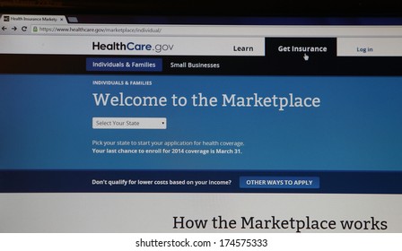 NEW YORK CITY - FEBRUARY 2, 2014:  The Healthcare.gov Website In New York City, New York, On February 2, 2014. Healthcare.gov Is The U.S. Government's Online Marketplace To Buy Health Insurance.