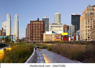 New York City High Line At Night In New York City.