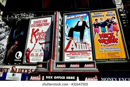 New York City - July 15, 2011: Broadway Musical Billboards In Times Square