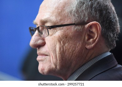 NEW YORK CITY - JULY 22 2015: Thousands Rallied In Times Square To Oppose The President's Proposed Nuclear Deal With Iran. Harvard Law Professor Alan Dershowitz