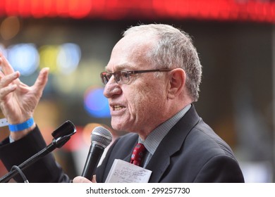 NEW YORK CITY - JULY 22 2015: Thousands Rallied In Times Square To Oppose The President's Proposed Nuclear Deal With Iran. Harvard Law Professor Alan Dershowitz.