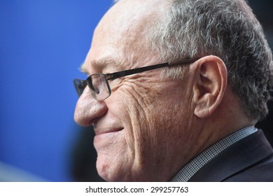 NEW YORK CITY - JULY 22 2015: Thousands Rallied In Times Square To Oppose The President's Proposed Nuclear Deal With Iran. Harvard Law Professor Alan Dershowitz,