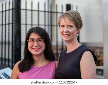 NEW YORK CITY - July 9: Democratic State Senate Candidate Jessica Ramos And Gubernatorial Candidate Cynthia Nixon Cross Endorse One Another In Jackson Heights, Queens.