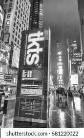 NEW YORK CITY - JUN 13: Famous Cheap Tickets (tkts) Booth For Broadway Theater Tickets In Times Square At Night On June 13, 2013 In Manhattan, New York