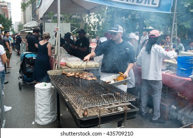 NEW YORK CITY - JUNE 11 2016: Big Apple Barbecue Hosted Its Annual Barbecue Block Party In Madison Square Park. Street Food Festival.