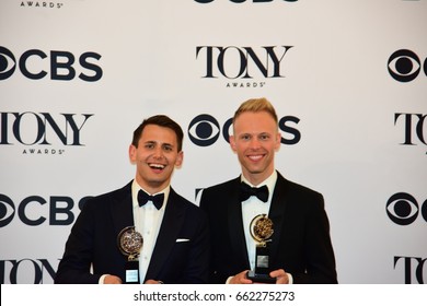 NEW YORK CITY - JUNE 11 2017: The 71st Annual Tony Awards Recognized The Best In Live Theater. Benj Pasek (lt) & Justin Paul With Award For Best Musical Score Dear Evan Hansen