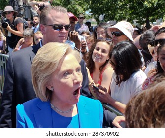 NEW YORK CITY - JUNE 13 2015: Former Secretary Of State Hillary Rodham Clinton Formally Announced Her Intention To Seek The 2016 Democratic Nomination For President During A Rally On Roosevelt Island