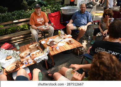 NEW YORK CITY - JUNE 14 2015: Big Apple Barbecue Hosted Its Annual Barbecue Block Party In Madison Square Park Drawing Thousands Of Visitors