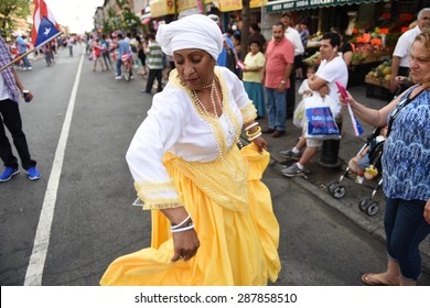 NEW YORK CITY - JUNE 14 2015: The First Sunset Park Puerto Rico Day Parade In Three Decades Was Held Along 5th Avenue In Brooklyn Late In The Evening To Permit Attendance At The Manhattan Parade