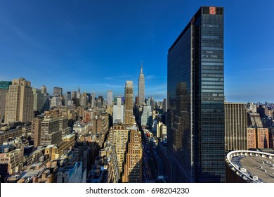 New York City - June 14, 2017: New York City skyline view from midtown Manhattan.