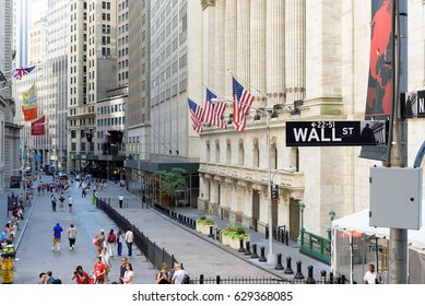 NEW YORK CITY - JUNE 25: The New York Stock Exchange On The Wall Street On June 25, 2016 In New York, NY. It Is The Largest Stock Exchange In The World By Market Capitalization.