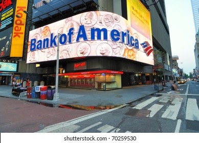NEW YORK CITY - JUNE 27: Famous Times Square boasts the presence of numerous global companies and firms such as Bank of America June 27, 2010 in New York, New York.
