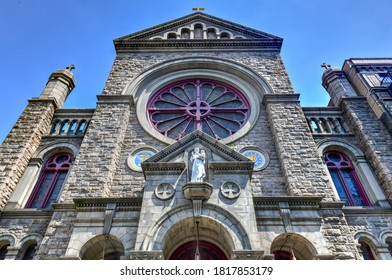 New York City - June 28, 2020: Facade Of Church Of St. Anthony Of Padua Is A Catholic Parish Church In The Roman Catholic Archdiocese Of New York, Greenwich Village.