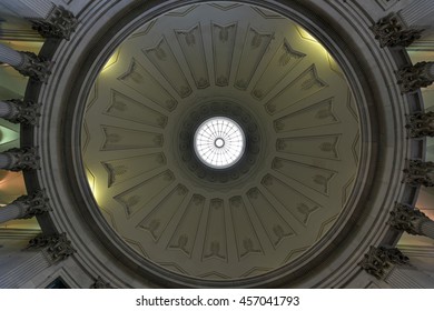 New York City - June 29, 2016: Interior Of The Federal Hall On Wall Street Where George Washington Took The Oath Of Office As First President Of The United States.