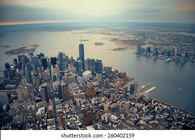 New York City Manhattan Downtown Aerial View