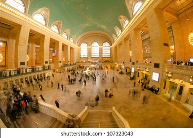 New York City - Manhattan Grand Central Station With People Walking - Blur