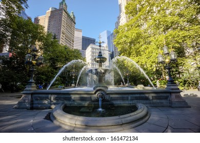 New York City Manhattan City Hall Park Fountain