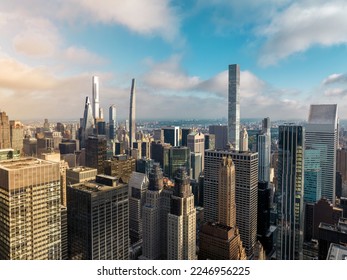 New York City Manhattan panorama with tall thin skyscrapers next to Central Park - Shutterstock ID 2246956225
