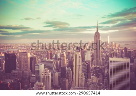 New York City, Manhattan with vintage tone filter