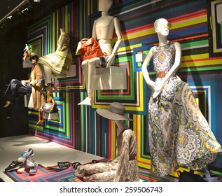 NEW YORK CITY - MARCH 9, 2015: Window display at Bergdorf Goodman in NYC on March 9, 2015.
