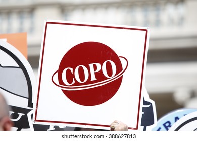 NEW YORK CITY - MARCH 9 2016: NYC Mayor De Blasio Rallied On The City Hall Steps With Union And AARP Members To Urge Passage Of His Affordable Housing Initiative,