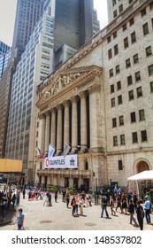 NEW YORK CITY - MAY 10: New York Stock Exchange Building On May 10, 2013 In New York. The NYSE Trading Floor Is Located At 11 Wall Street And Is Composed Of 4 Rooms Used For Facilitation Of Trading. 