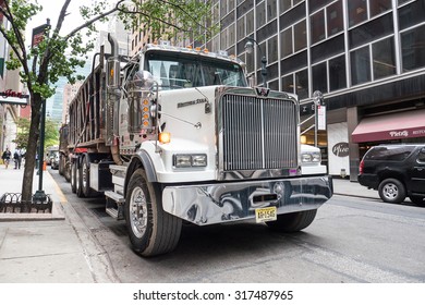 NEW YORK CITY - MAY 13, 2015: Front View Of Western Star Monster Truck Parked In NY Street.  