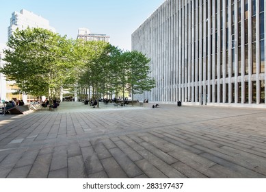 NEW YORK CITY - MAY 2015: Square In Front Of The New York Public Library For The Performing Arts, Besides The Lincoln Opera Center.