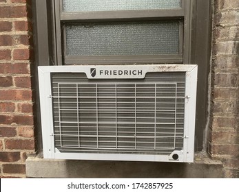 New York City, New York - May 2020: Resident Takes A Picture Of Air Conditioner In Coop Apartment As Summer Approaches