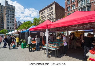 New York City - May 20th 2016: Union Square Farmers Market In Manhattan, New York City.