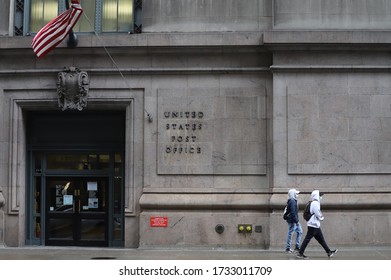 NEW YORK CITY MAY 8 2020 :United States Post Office In Midtown Manhattan Reducing Facility Hours Due To Coronavirus Pandemic