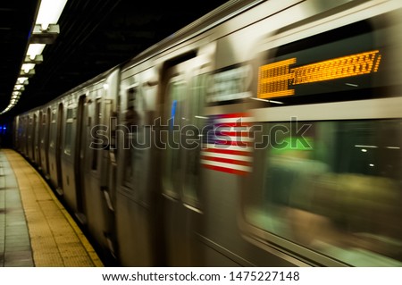 Similar – Foto Bild Der Zug hielt in der New Yorker U-Bahn-Station.