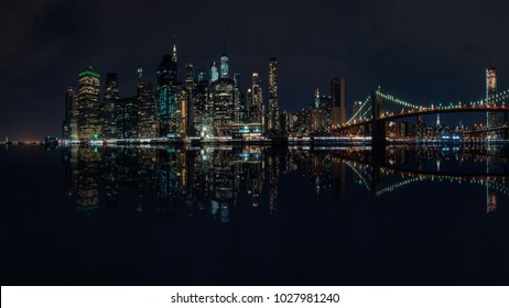 New York City Metropolis, skyline by night - Powered by Shutterstock