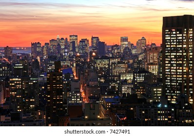 New York City midtown skyline at dark - Shutterstock ID 7427491