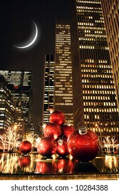 New York City At Night During Christmas Holiday