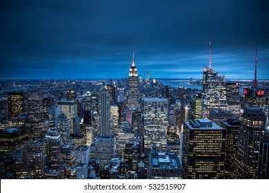 The New York City in the night taken from Rockefeller Center