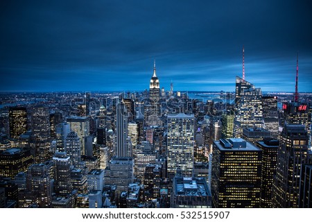 The New York City in the night taken from Rockefeller Center