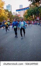 NEW YORK CITY - NOV 11: New York City Marathon Runners Run To The Finish Line On November 11, 2011. The Marathon Is One Of The World Marathon Majors.