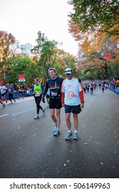 NEW YORK CITY - NOV 11: New York City Marathon Runners Run To The Finish Line On November 11, 2011. The Marathon Is One Of The World Marathon Majors.