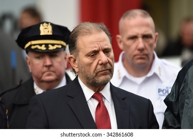 NEW YORK CITY - NOVEMBER 22 2015: Emergency Response Personnel Staged An Active Shooter Exercise In Manhattan's Lower East Side. Office Of Emergency Management Commissioner Joe Esposito