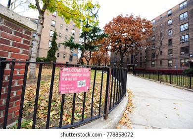 NEW YORK CITY - NOVEMBER 26 2017: Views Of New York City Housing Authority Residences: Queensbridge, North America's Largest Public Housing Development