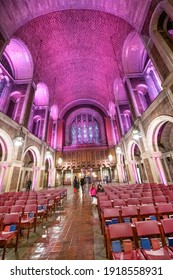 NEW YORK CITY - NOVEMBER 30, 2018: Interior Of St Barth Cathedral At Night.