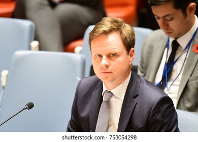 NEW YORK CITY - NOVEMBER 7 2017: The UN Security Council Heard A Report On The Status Of Bosnia-Herzegovina By High Representative Valentin Inzko. Stephen Hickey Of Great Britain