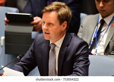 NEW YORK CITY - NOVEMBER 7 2017: The UN Security Council Heard A Report On The Status Of Bosnia-Herzegovina By High Representative Valentin Inzko. UK Representative Stephen Hickey