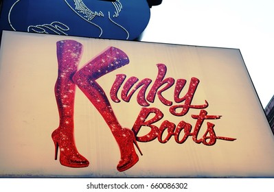 NEW YORK CITY, NY -10 JUN 2017- The Musical Kinky Boots At The Al Hirschfeld Theatre On 45th Street In Broadway. Panic! At The Disco Singer Brendon Urie Is Starring In The Show Until August 2017.