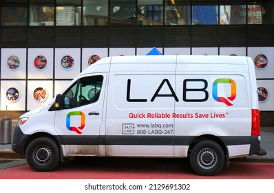 NEW YORK CITY, NY -20 FEB 2022- View Of A LabQ COVID-19 Testing Van On The Street In New York City, USA.