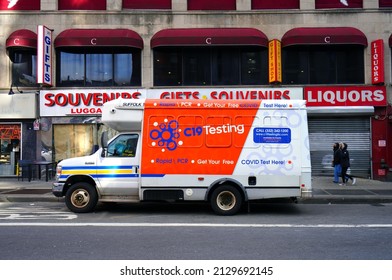 NEW YORK CITY, NY -20 FEB 2022- View Of A C19 COVID-19 Testing Mobile Van On The Street In New York City, USA.