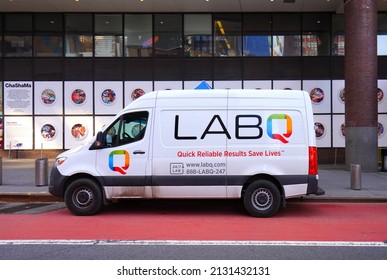 NEW YORK CITY, NY -20 FEB 2022- View Of A LabQ COVID-19 Testing Van On The Street In New York City, USA.