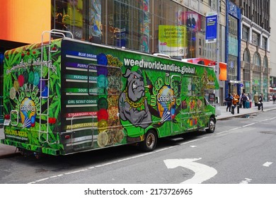 NEW YORK CITY, NY -20 MAR 2022- View Of A Mobile Weed Truck On The Street In New York City, USA.